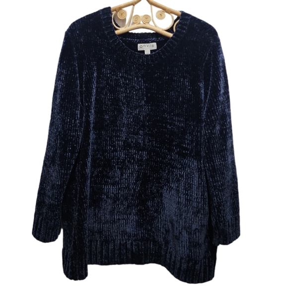 Orvis Sweaters - Orvis navy blue chenille sweater size XXL